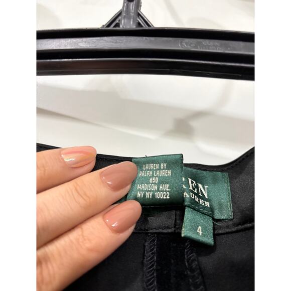 Lauren by Ralph Lauren Black Velvet with Satin Trim Stretch Pants Sz 4 - Picture 5 of 6